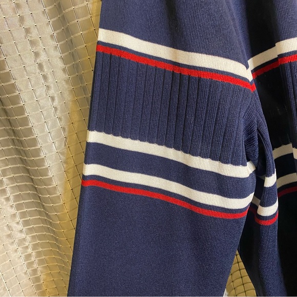 Marie St. Monet Striped Navy Blue/White/Red Cardigan XL - Picture 6 of 7